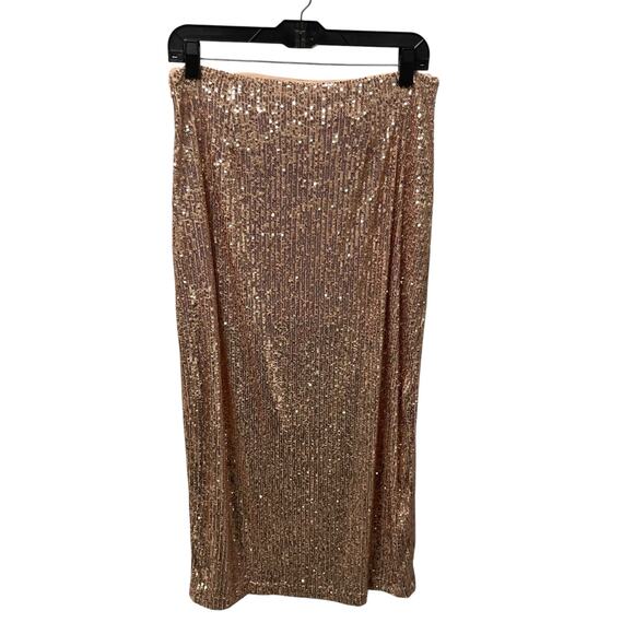 NWT Free People Ariana Sequin Maxi Skirt Pink Champagne Womens Size 12 - Picture 5 of 8